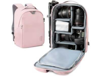 BAGSMART Camera Backpack, Fits up to 13.3 Inch Laptop Waterproof with Rain Cover, Tripod Holder for Women, Pink