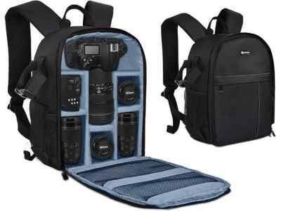 Yesker Camera Backpack Professional DSLR SLR Camera Bag Waterproof Shockproof, (Small, Blue-grey)